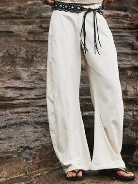 NWT Free People Spotlight Washed Barrel Chino Trousers Tofu Wide Leg Pants